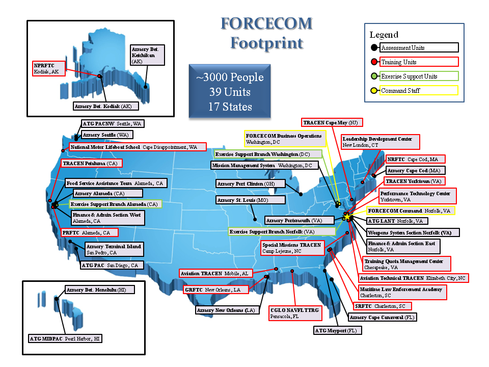 FORCECOM footprint map